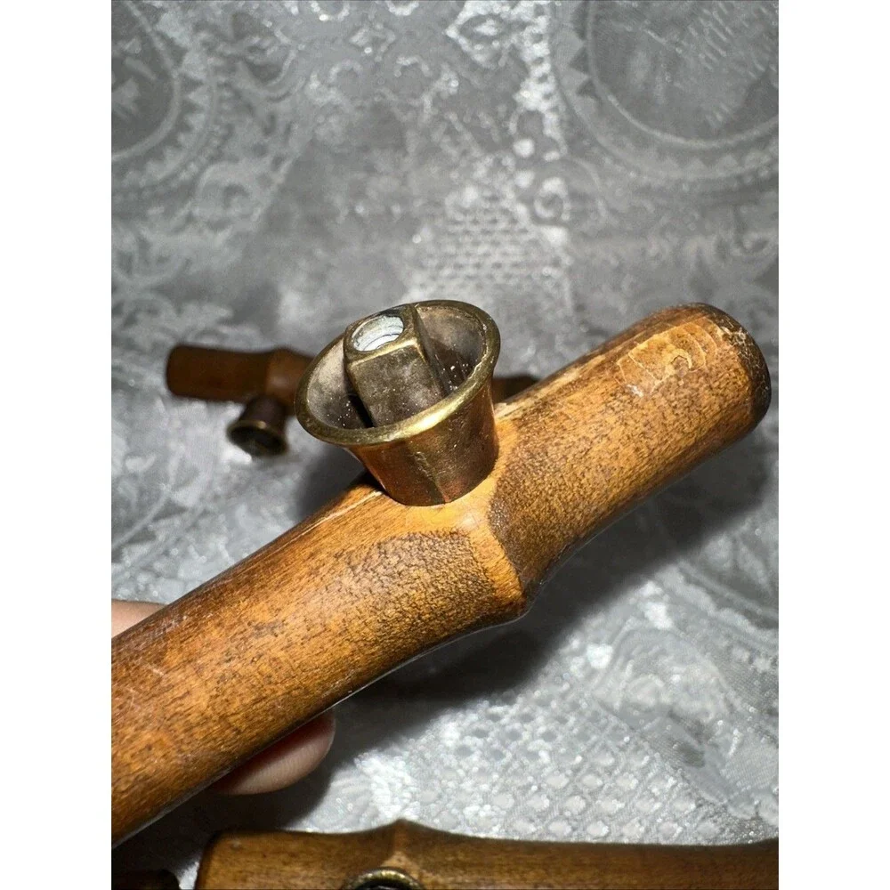 Vintage Wood Knobs Brass Hardware 8 Piece
